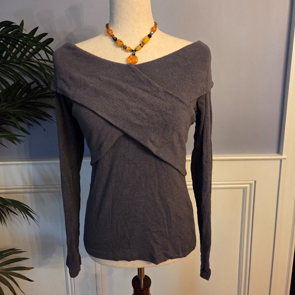 ReneeC Brushed Knit Wrap Off Shoulder Top
